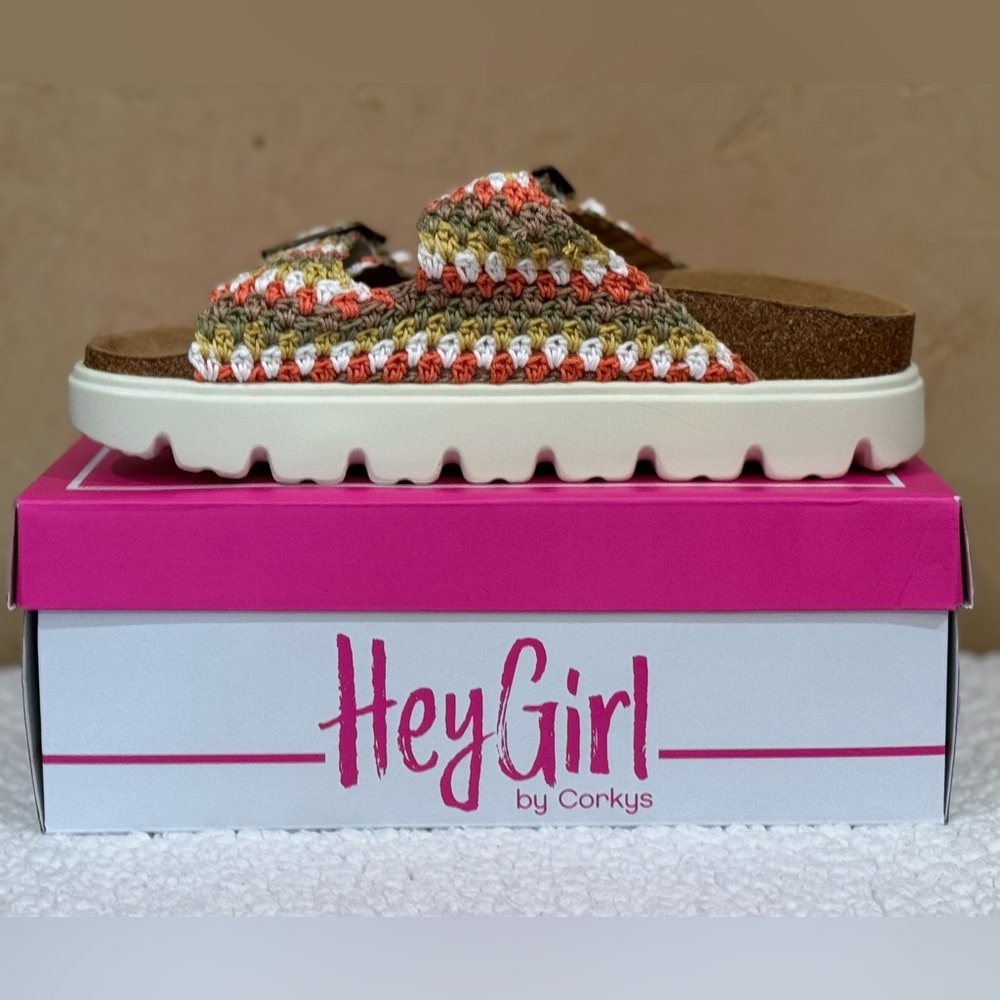 Corkys Multicolor Crochet Double-Buckle Slide Sandals - Picture 3 of 7